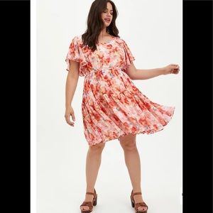 Torrid Floral Ruffle Sleeve Skater Dress size 12